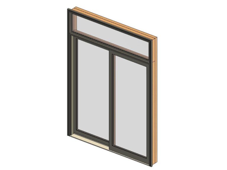 Double sliding door with transom revit family