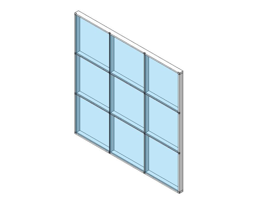 Glazed system curtain wall Revit family BIM Library