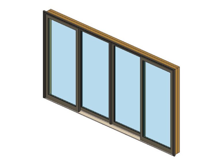 Sliding terrace door four panels Revit family