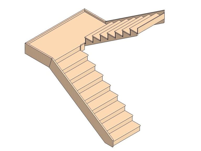 wood stair with stringer on the left side