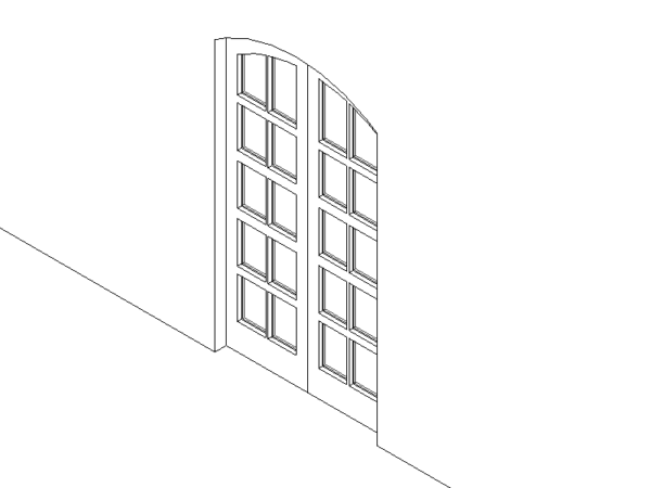 Door Arched Double Glass Wood Revit Family