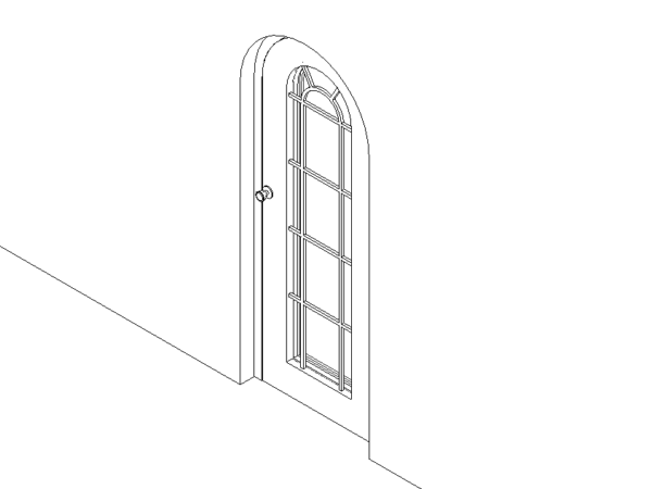 Door Arched Single French Glass Wood Exterior Revit Family