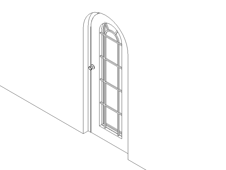 Door Arched Single French Glass Wood Exterior Revit Family