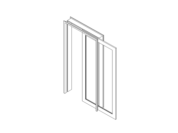 Door Sliding Pocket Glass Wood Frame Revit Family