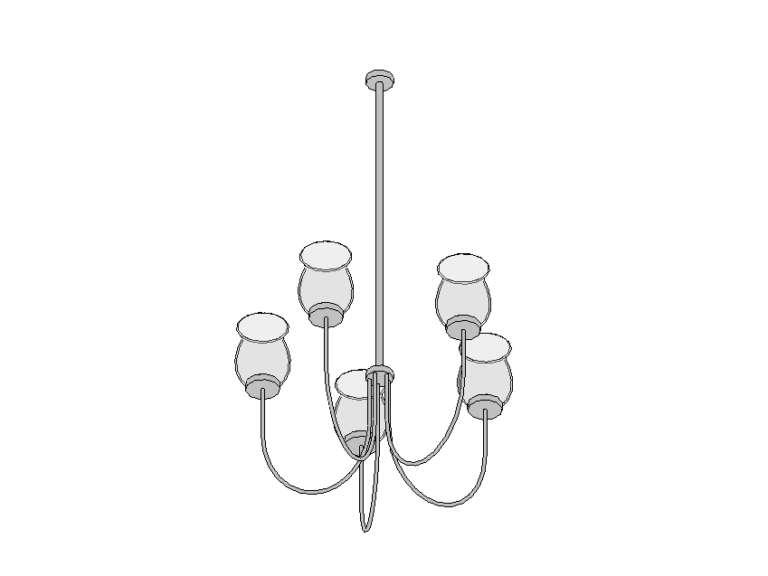 Chandelier 5 Light Bell Glass Revit Family