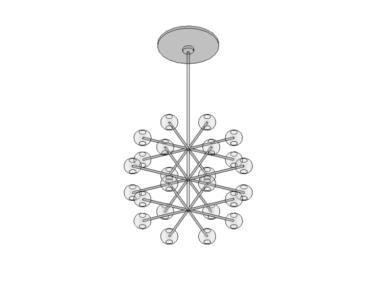 Chandelier with Bubbles and Arms Revit family