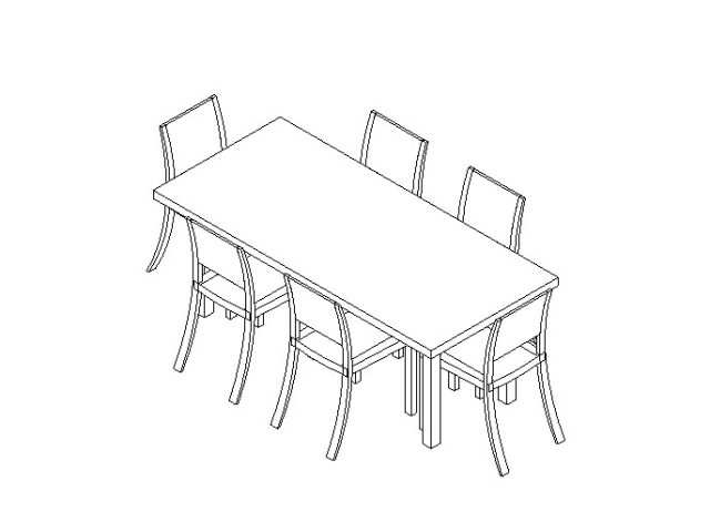 Table Dining Chairs Simple 3D Revit Family