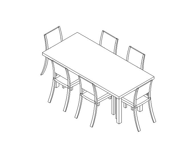 Table Dining Chairs Simple 3D Revit Family