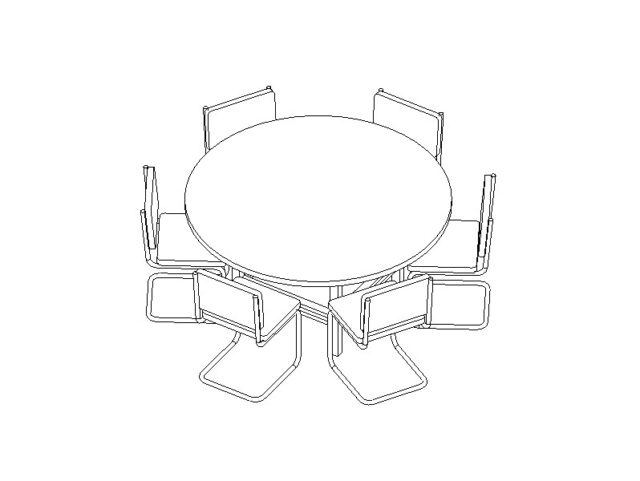 Table Dining Round Chairs Revit Family