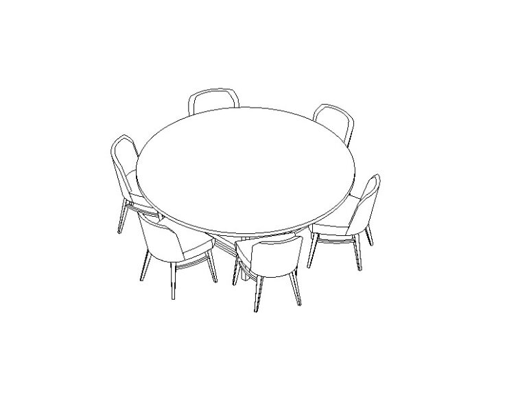 Table Dining Round Chairs 3D Revit