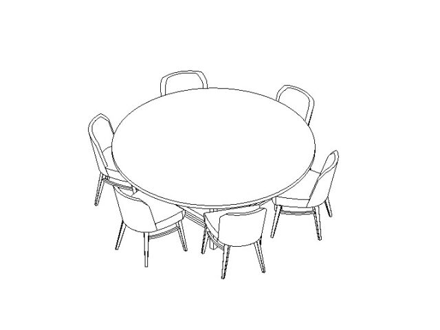 Table Dining Round Chairs 3D Revit