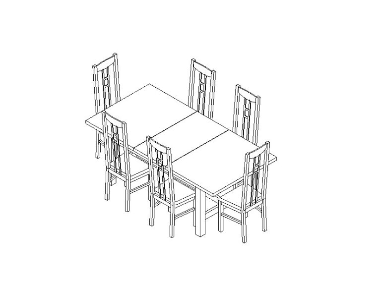 Table Dining with Chairs Revit Family