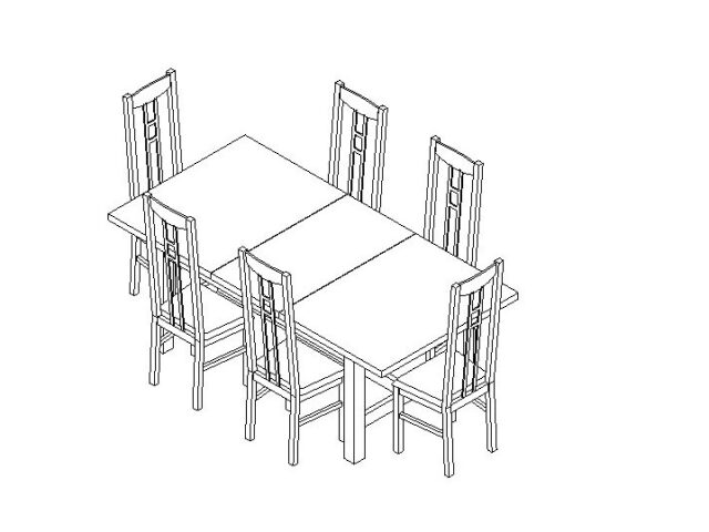 Table Dining with Chairs Revit Family