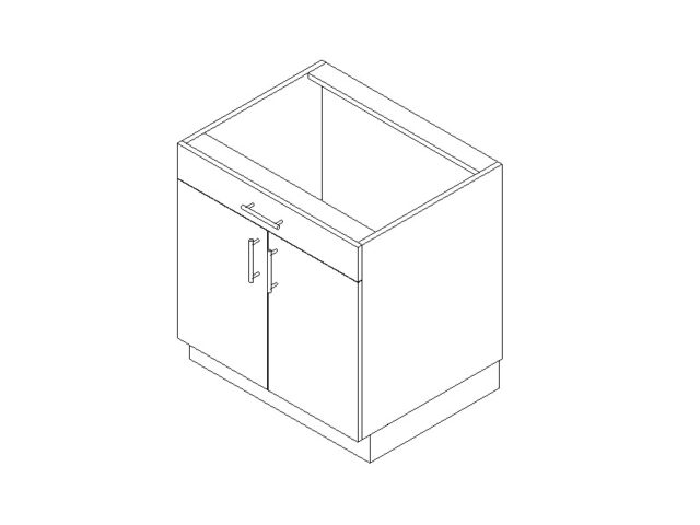 Cabinet base two doors one drawer panel Revit family