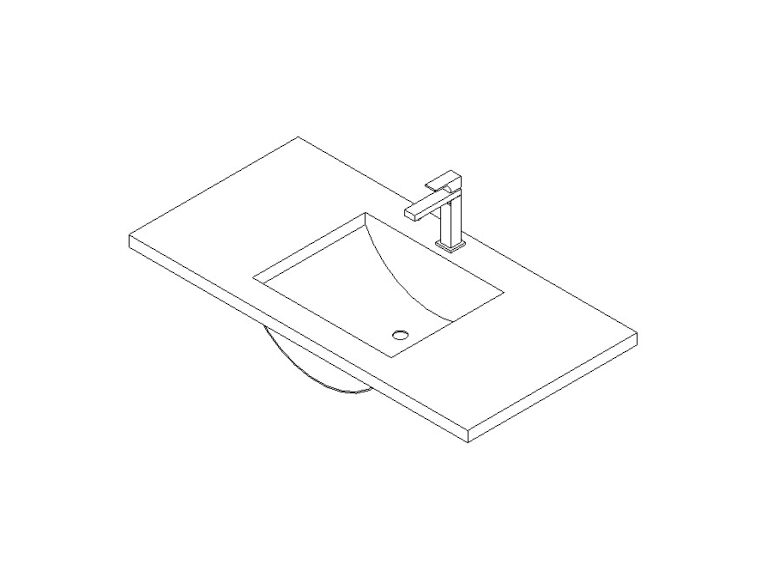 Bathroom counter with sink, faucet 3d Revit family