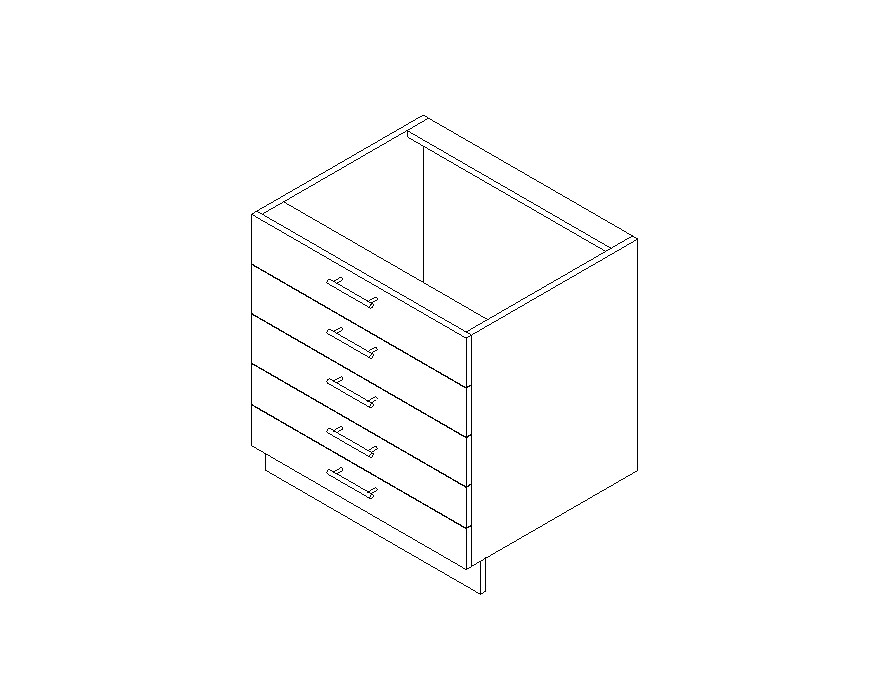 Cabinet Base Five Drawers Flat Revit Family | BIM Library