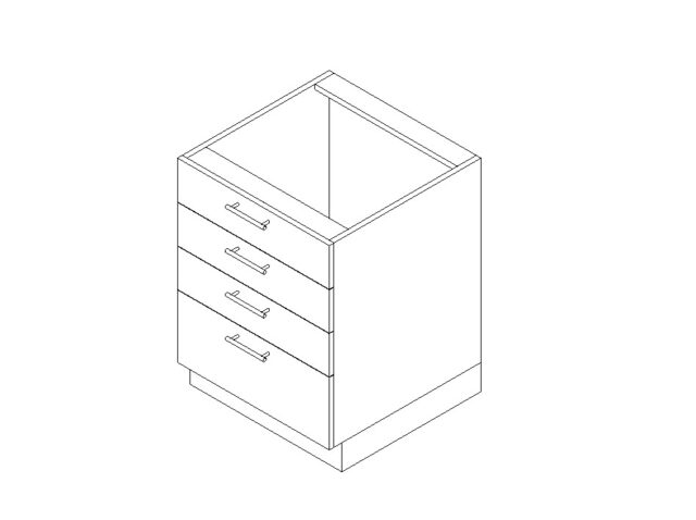 Cabinet base four drawers Revit family