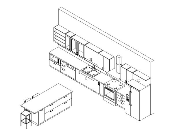 Revit kitchen model flat style and appliances