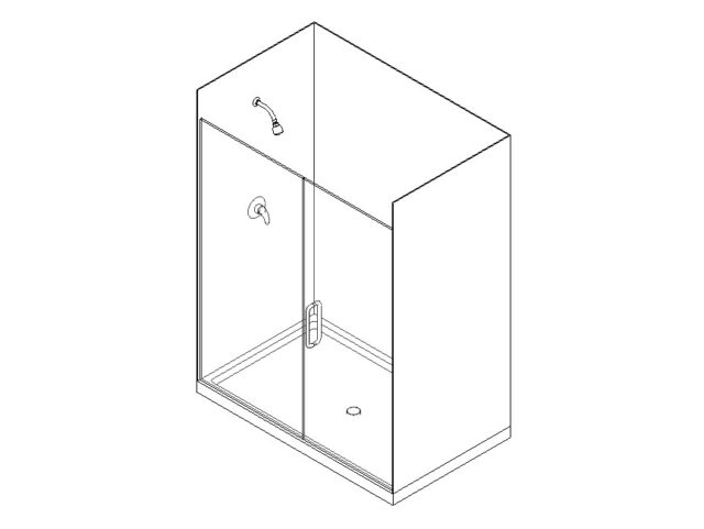 Shower with glass door head pan 3d Revit