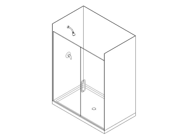 Shower with glass door head pan 3d Revit