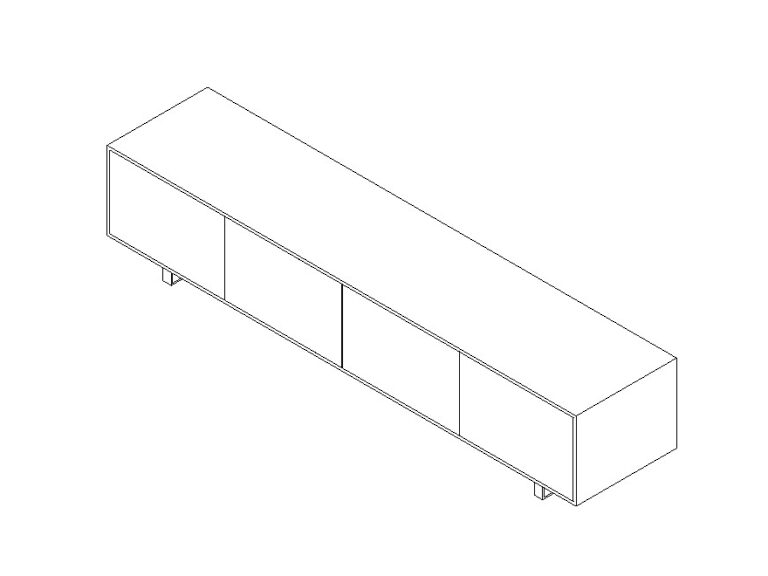 tv stand modern line 3D Revit family