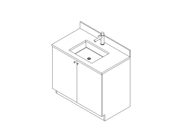 Vanity cabinet one sink undermount 3d Revit family