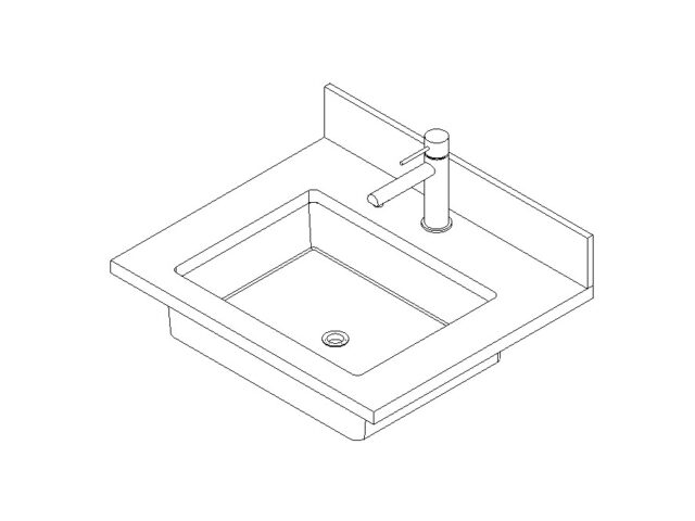 Vanity top undermount 1 sink rectangle 3d Revit family