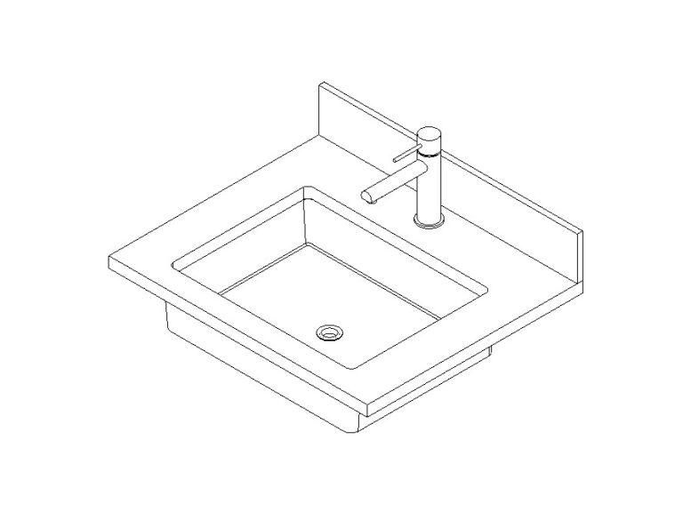 Vanity top undermount 1 sink rectangle 3d Revit family