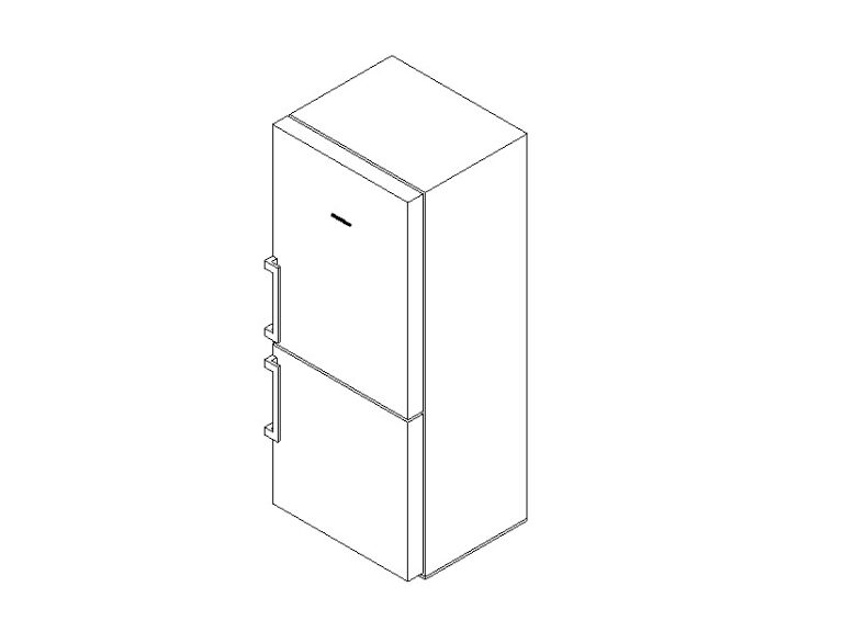 Refrigerator with bottom freezer Revit family 3D