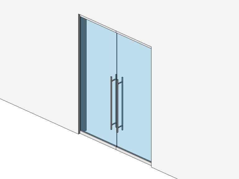 Double glass door low profile frame top bottom Revit family