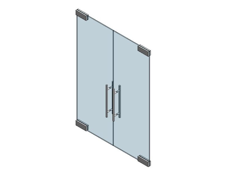 Curtainwall double door full glass frameless Revit family