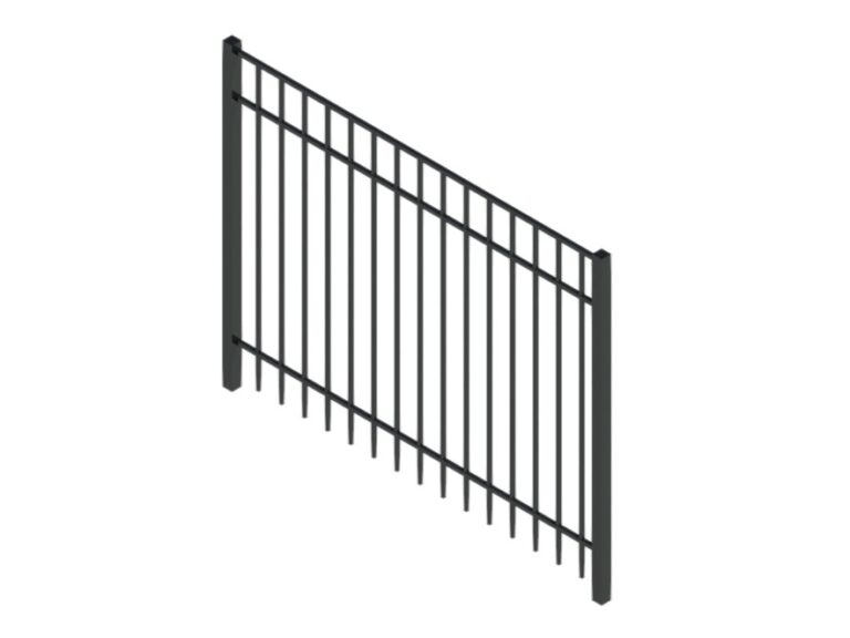 Fence fencing flat top metal module Revit 3D