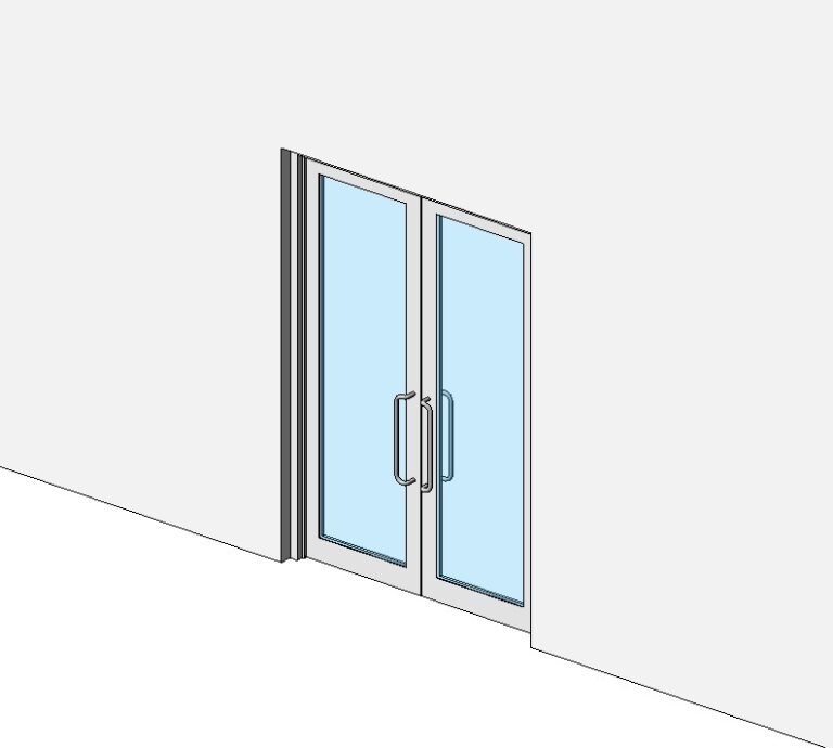 Glass door medium stile aluminum frame Revit family