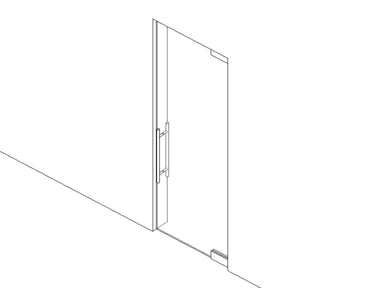 Glass door frameless Revit family 3D