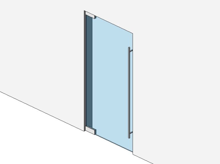 Glass door frameless Revit family 3D view