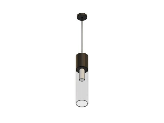 Pendant light cylinder with glass & metal Revit family 3D