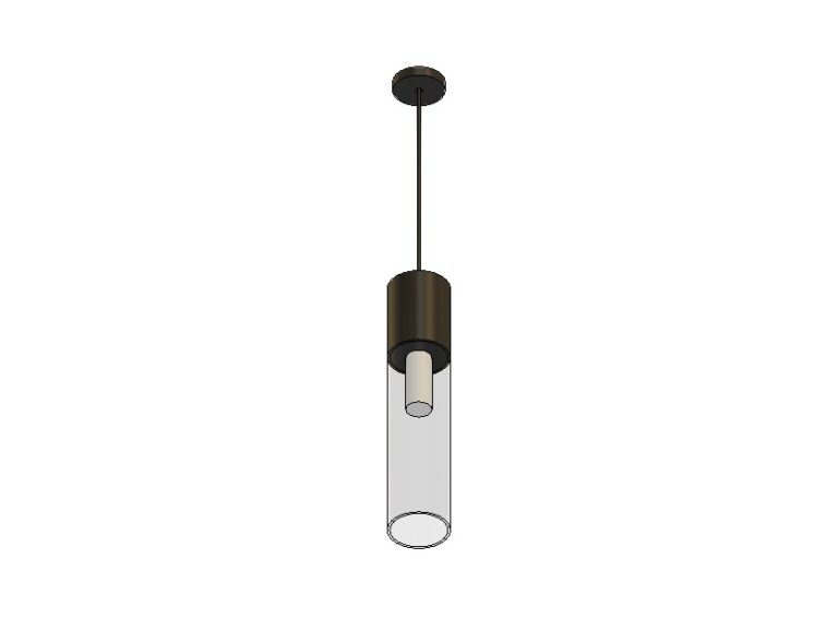 Pendant light cylinder with glass & metal Revit family 3D