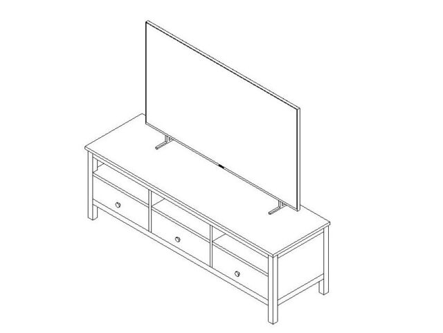 TV Stand modern classic w LED TV Revit families 3D