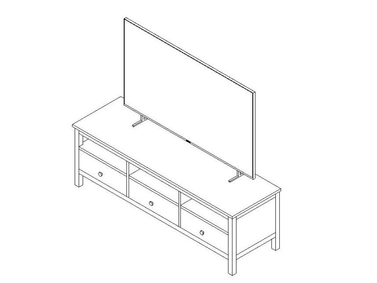 TV Stand modern classic w LED TV Revit families 3D