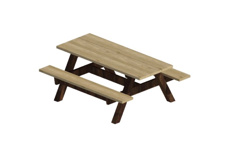 Picnic table wood traditional Revit family 3D