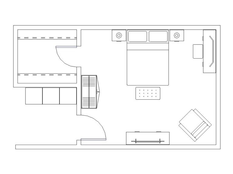 2D furniture for master bedroom plan Revit model