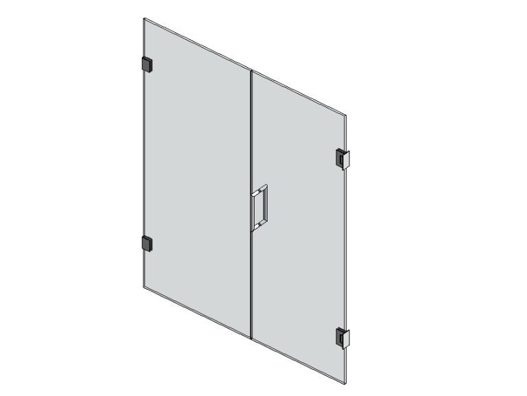 Frameless shower door swing glass panel Revit family