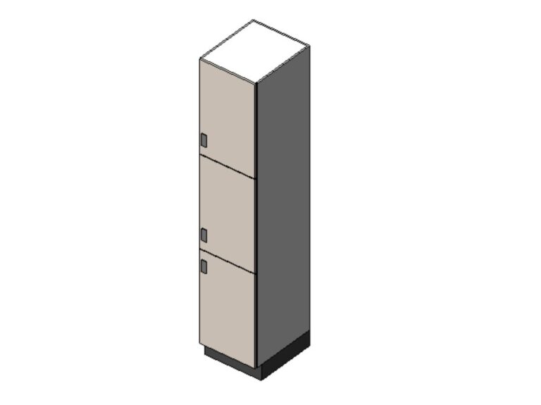 Locker with three tier doors unit, phenolic panels Revit family