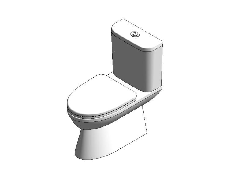 Modern toilet basin seat close coupled Revit family