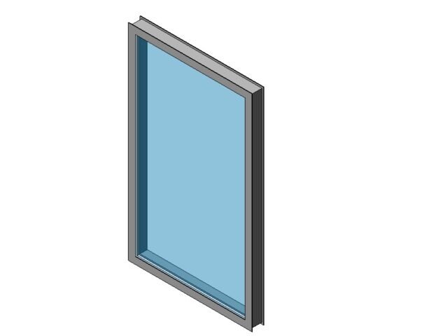 Fixed picture window aluminum frame Revit family 3d view
