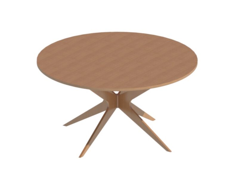 Table round modern angular legs Revit family 3D