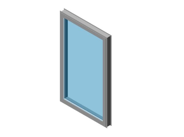 Window single casement aluminum frame Revit family 3D