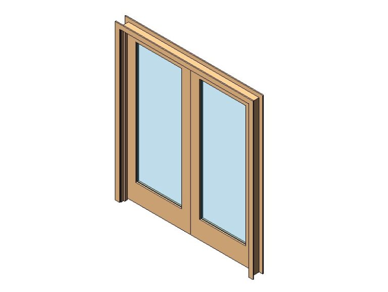 double flush door with glass panel revit family 3d