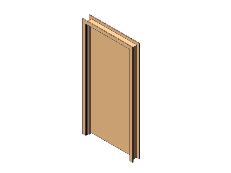single flush wood door revit family 3d view