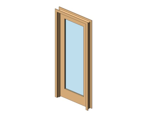 single flush wood door with glass panel revit family 3d